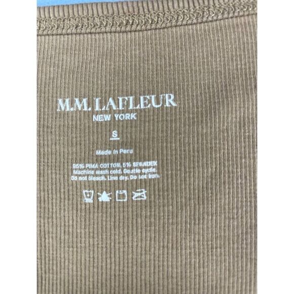 M.M Lafleur New York Long Sleeve V-Neck Rib Knit Top Golden Brown Size S - Picture 3 of 4
